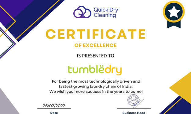 TUMBLE DRY STORE, INDIA'S FASTEST AND LARGEST LAUNDRY AND DRY CLEAN CHAIN 