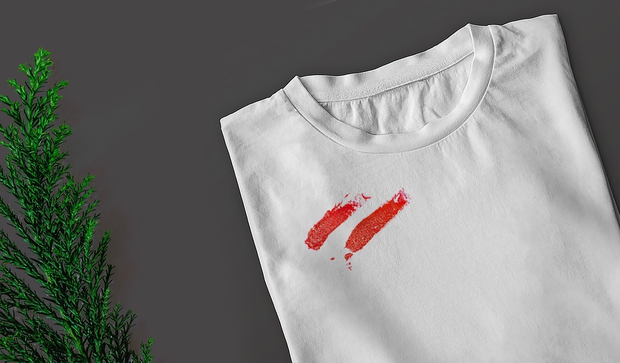 T-shirt with a lipstick stain