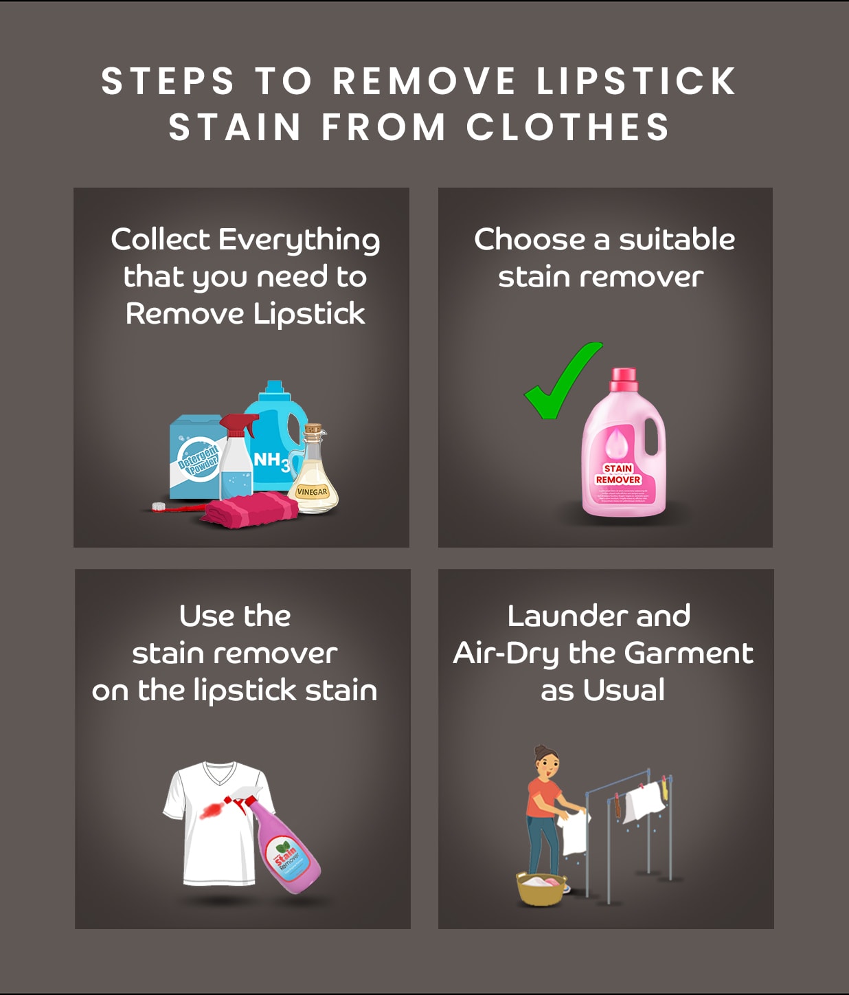 Steps to remove lipstick stains (mobile version)