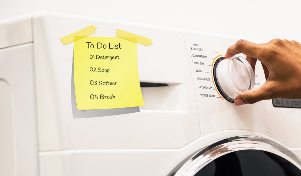To-do list in the laundry room