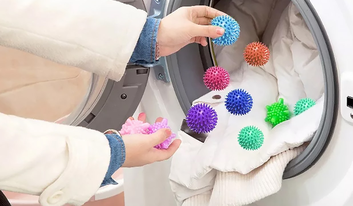 Adding fabric softener balls to the washer