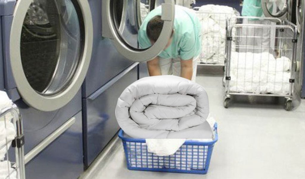 Big machines to clean a down comforter at a dry clean store