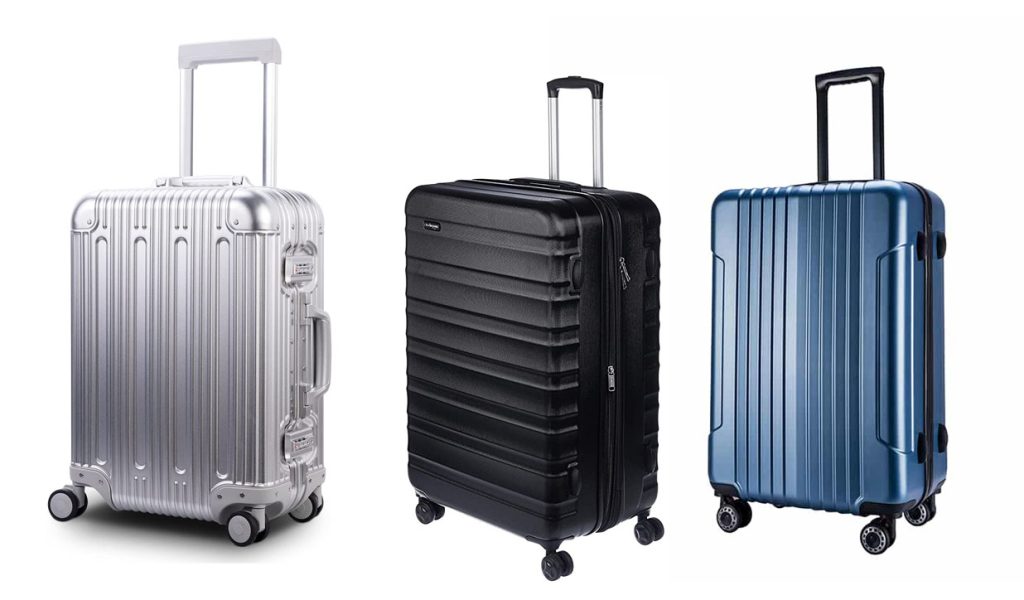 Suitcases made up of aluminium, PET, etc