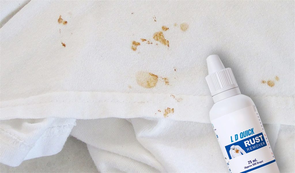 Use commercial rust stain remover on clothes