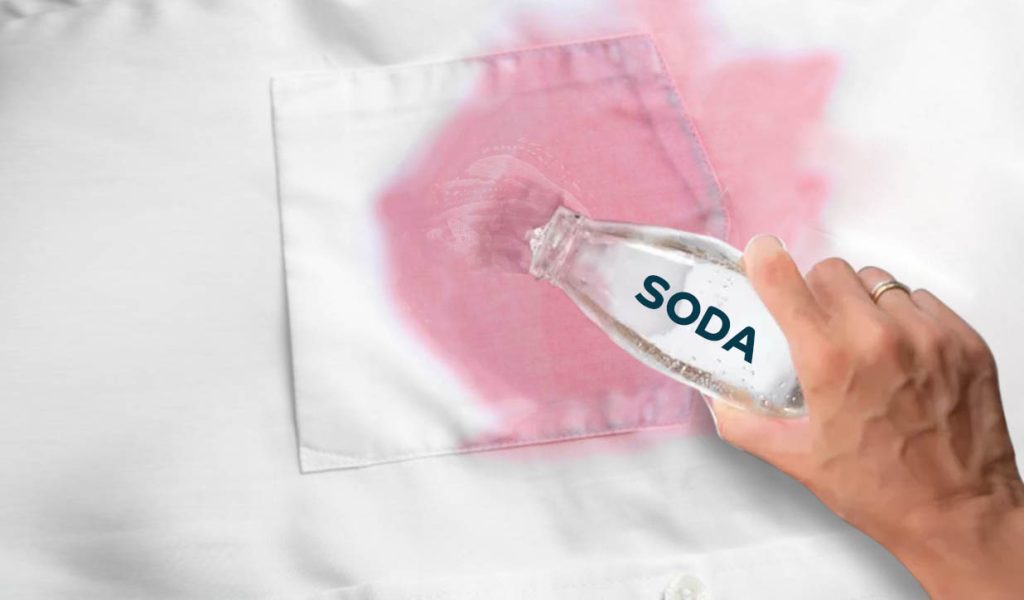 Remove red wine stain using soda