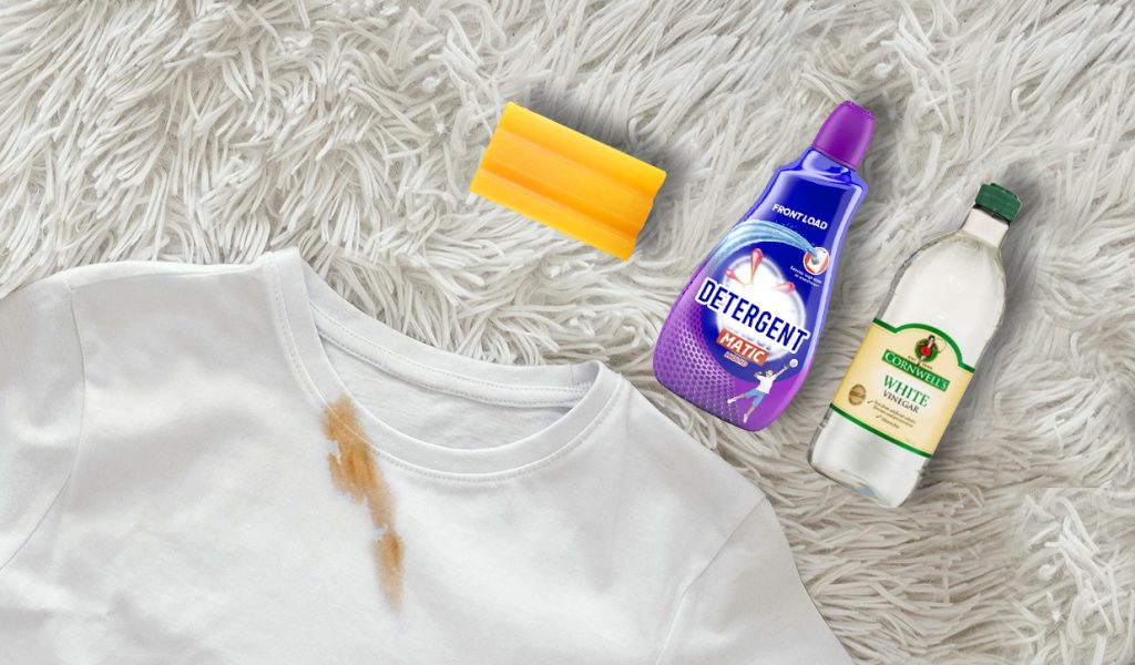 Remove makeup stains using soap, detergent or dish wash liquid