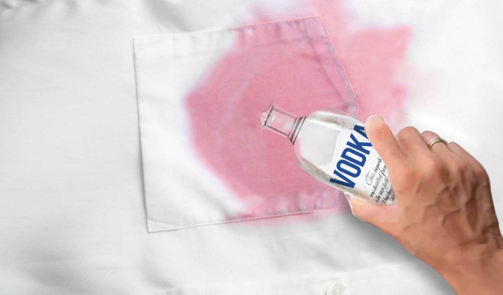 Remove red wine stains from clothes using vodka