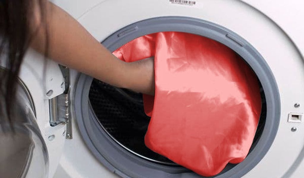 Washing silk garment using a machine