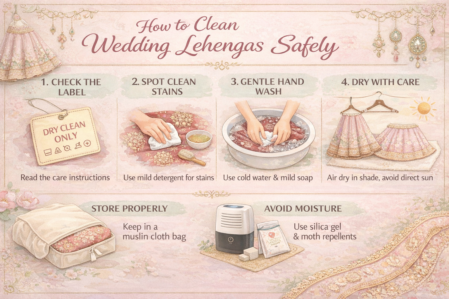 How to Clean Wedding Lehengas Safely